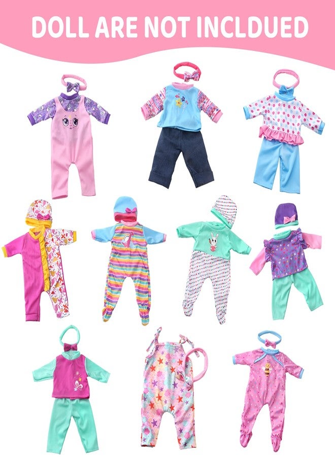 UNICORN ELEMENT 10 Sets Baby Doll Clothes for 14-18 Inch Dolls, Doll Pjs Outfits Playtime Jumpsuits Fit in 15 Inch Dolls Reborn,Total 20 Pcs Outfits and Accessories for 43cm New Born Baby Dolls - Image 2